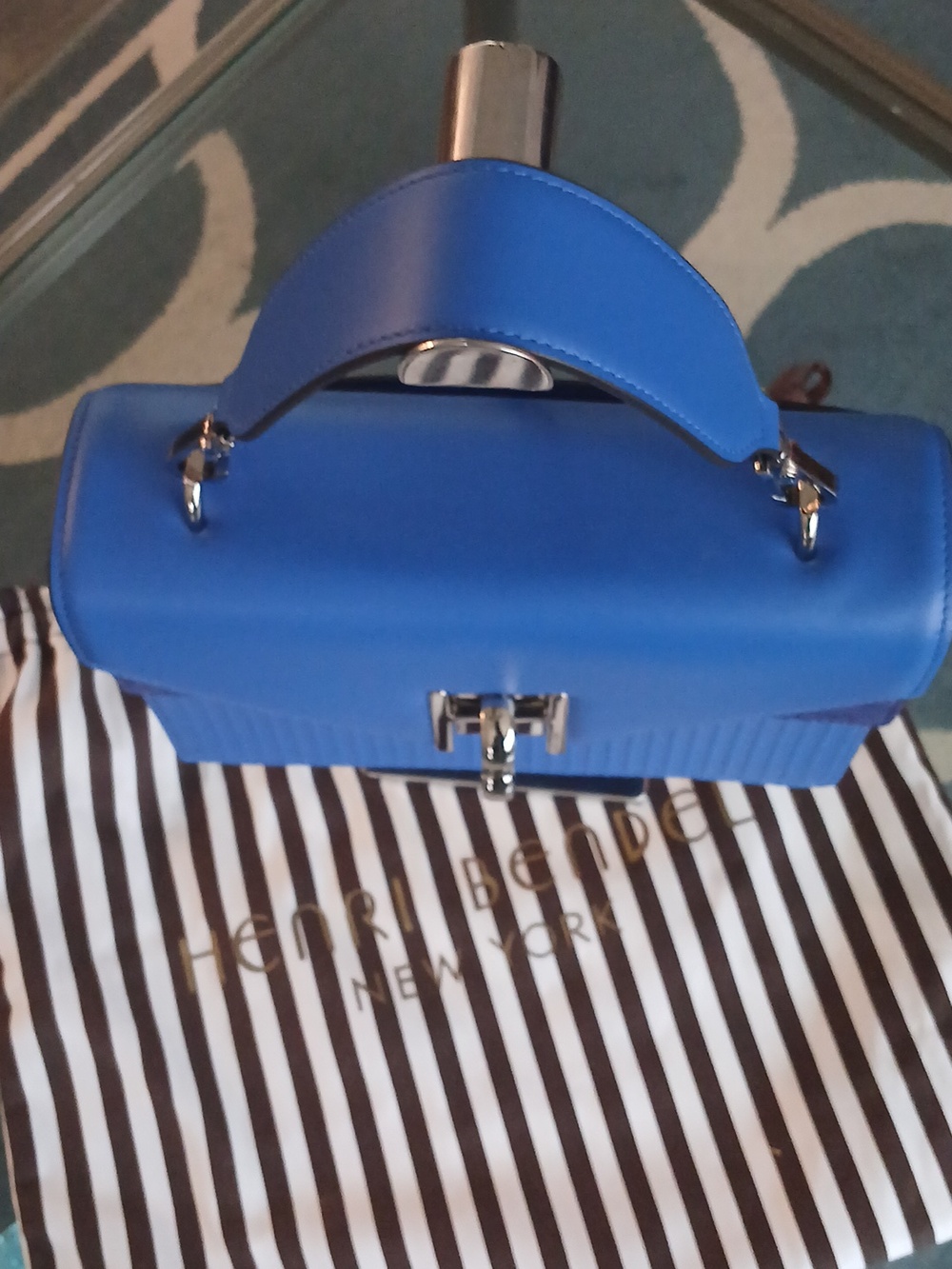 henri bendel Nwot Bold Blue Plaza Top-Handle Satchel - Picture 4 of 10
